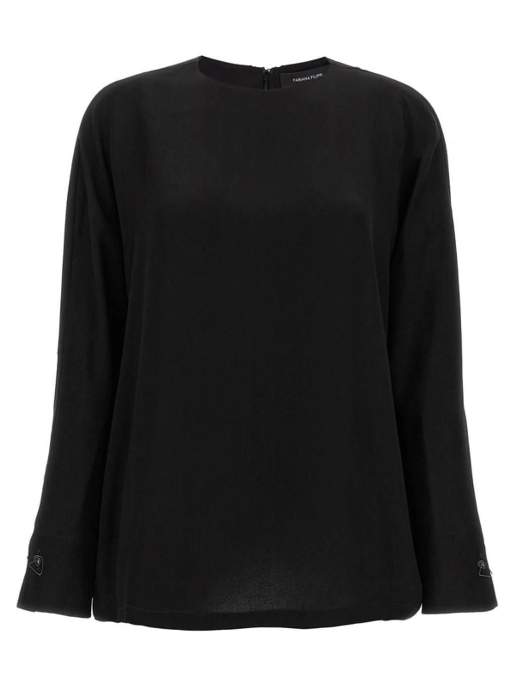 FABIANA FILIPPI Cufflinks Detail Blouse Shirt, Blouse Black Product Image