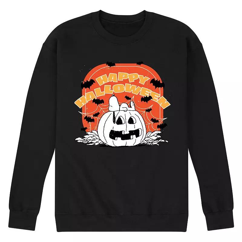 Mens Peanuts Pumpkin Retro Halloween Fleece Sweatshirt Gray Grey Product Image