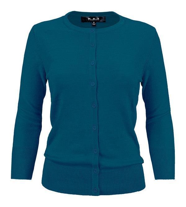 Crewneck Button Down Knit Cardigan Sweater Product Image