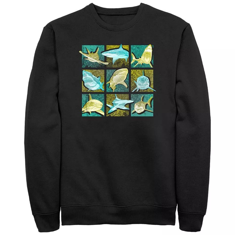 Men's Shark Portraits Graphic Fleece, Size: Small, Black Product Image