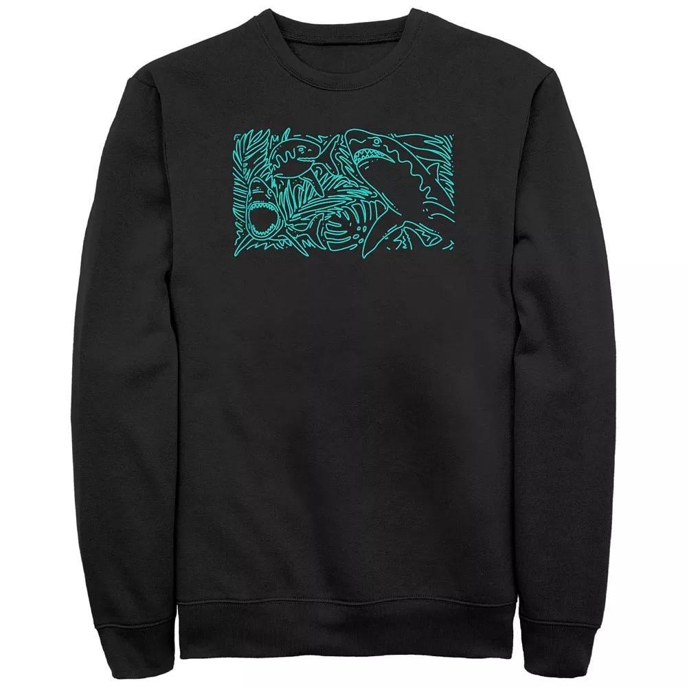 Men's Tropical Shark Graphic Fleece, Size: XL, Black Product Image