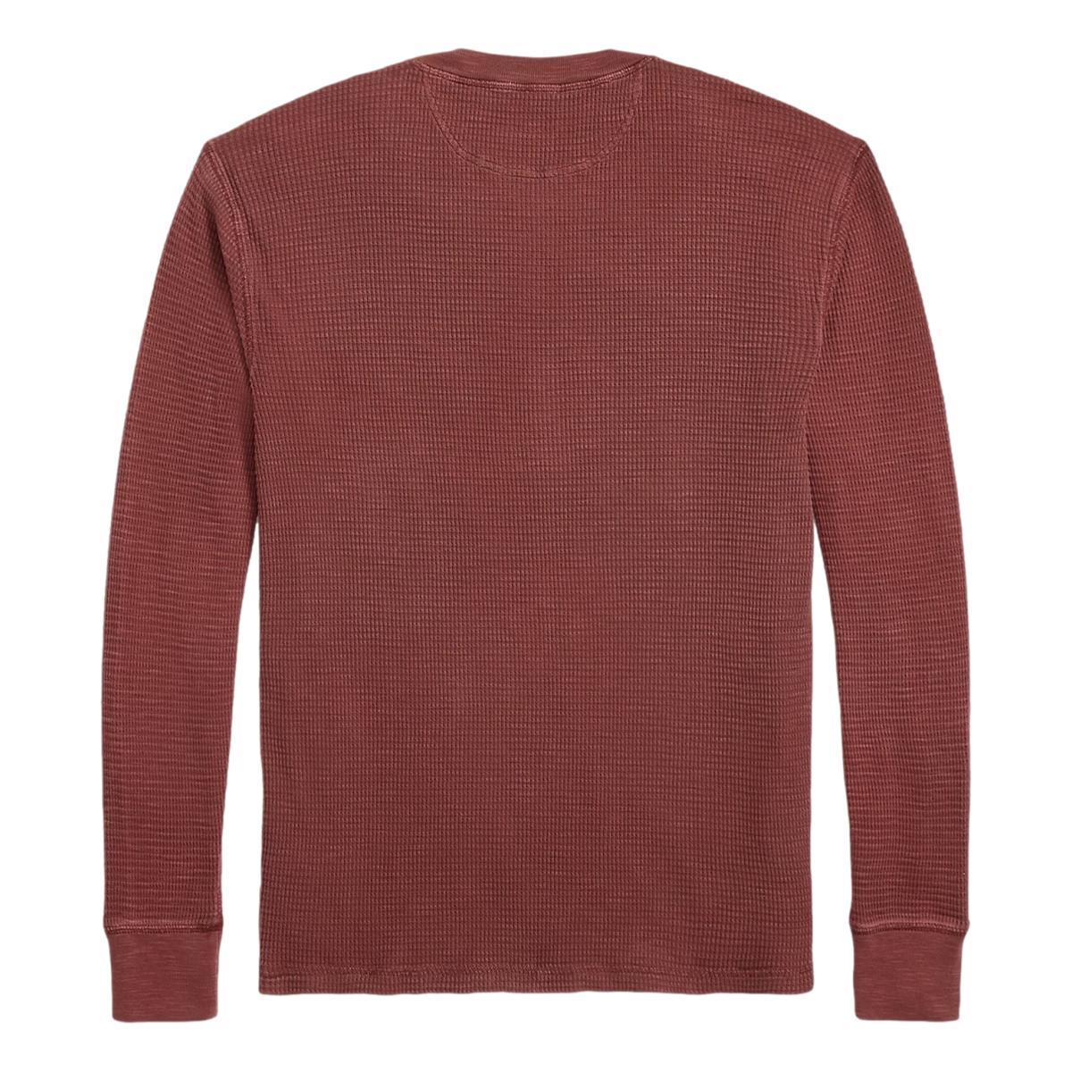 Garment-Dyed Waffle-Knit Henley Shirt Wine Product Image