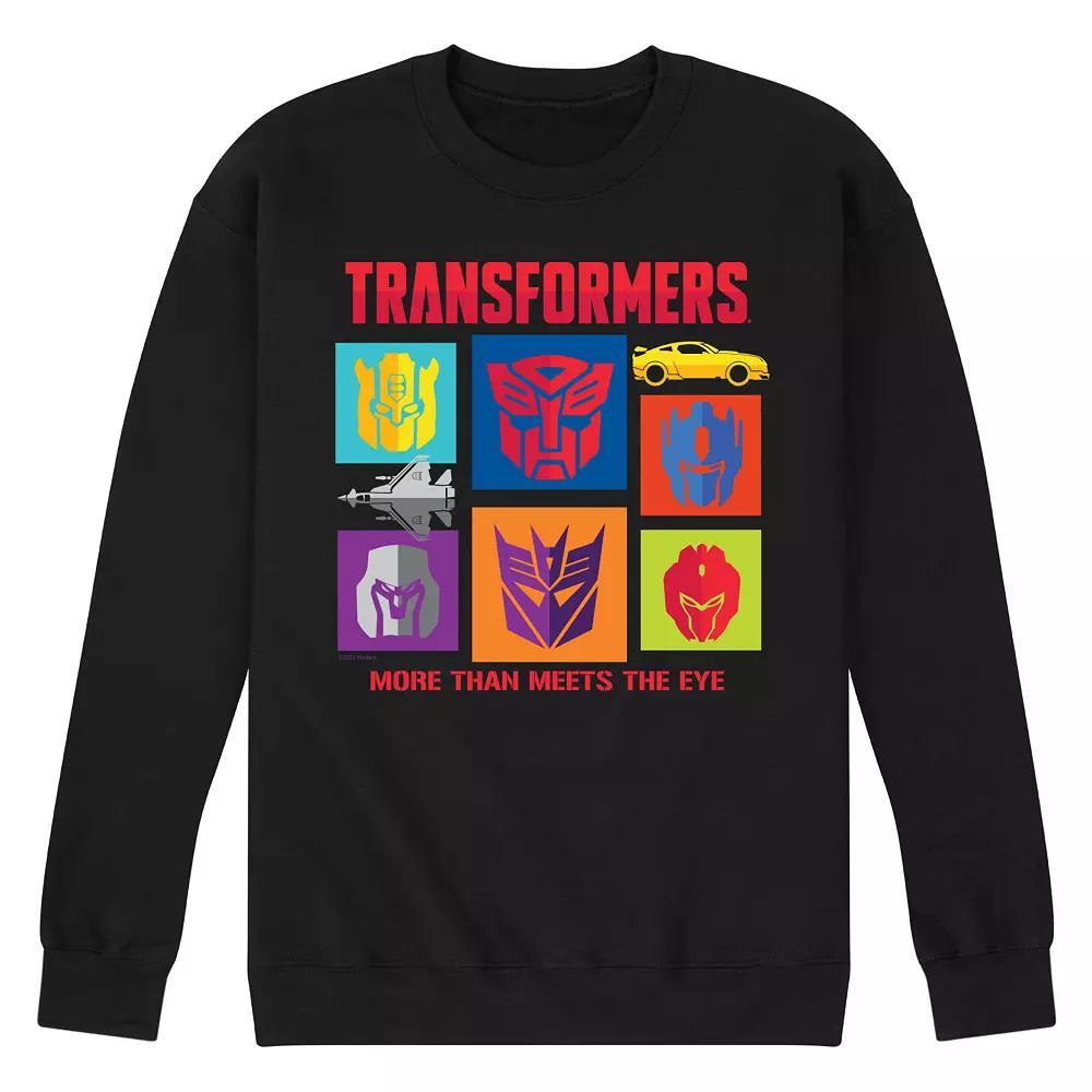 Mens Transformers Character Grid Fleece Sweatshirt Blue Product Image