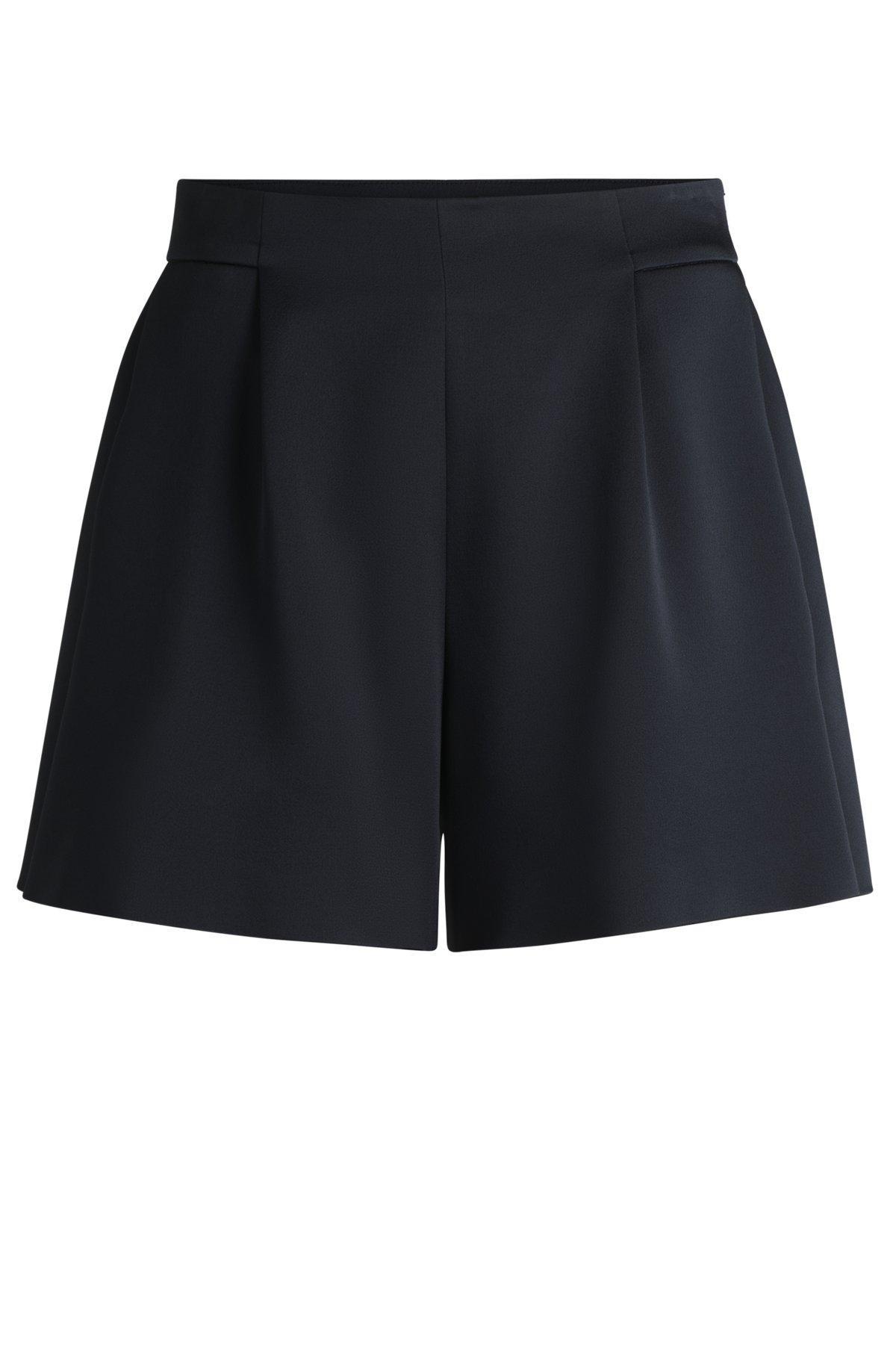 BOSS - Relaxed-fit shorts with front pleats - Dark Blue Product Image