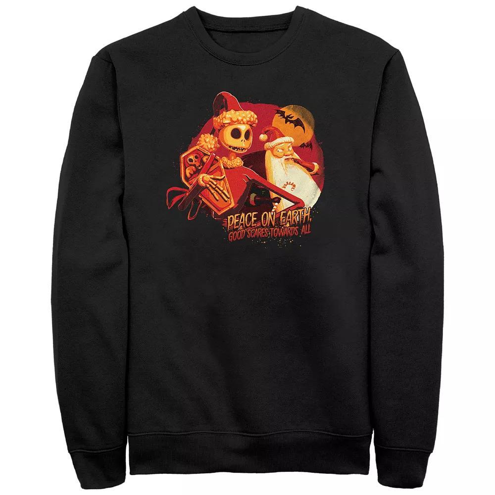 Disney's The Nightmare Before Christmas Men's Peace On Earth Good Scares Fleece, Size: Small, Black Product Image