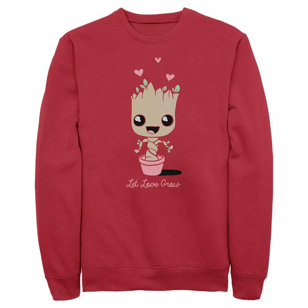 Marvel's Groot Let Love Grow Men's Graphic Fleece, Size: Large, Red Product Image