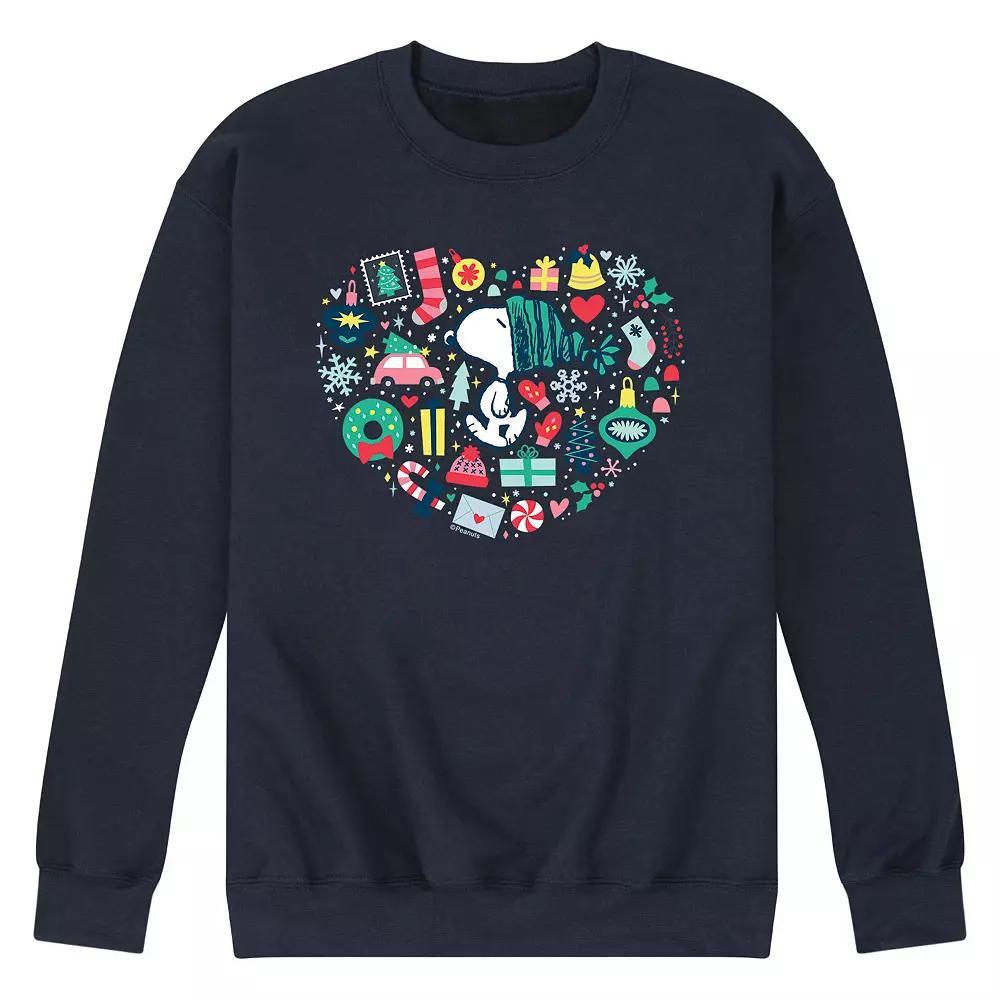 Men's Peanuts Holiday Heart Sweatshirt, Size: Large, Blue Product Image