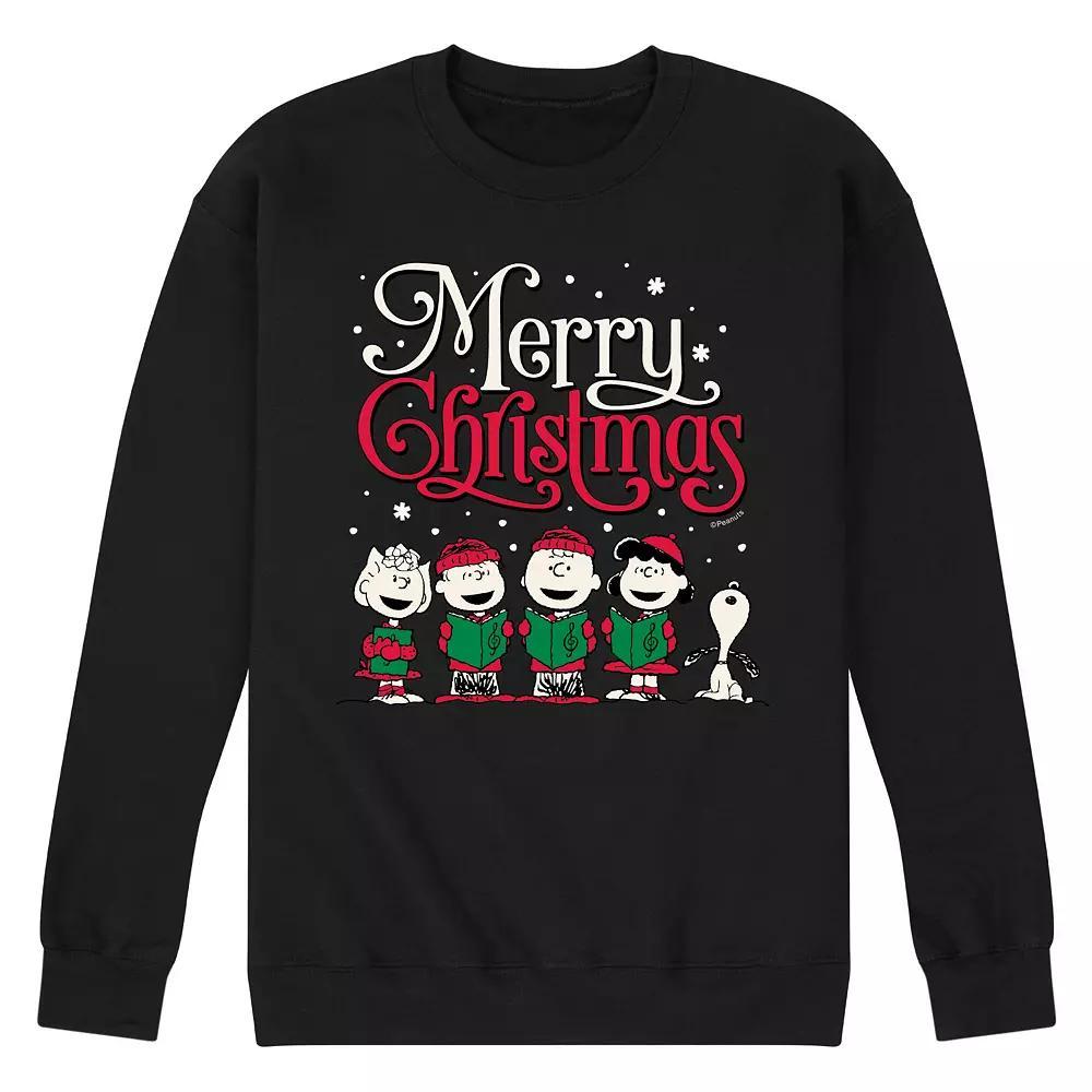 Men's Peanuts Merry Christmas Choir Fleece Sweatshirt, Size: Large, Black Product Image