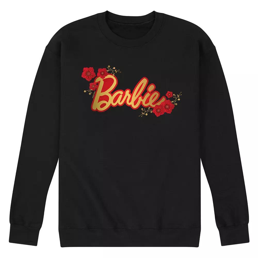 Mens Barbie Logo Red Floral Fleece Sweatshirt Product Image
