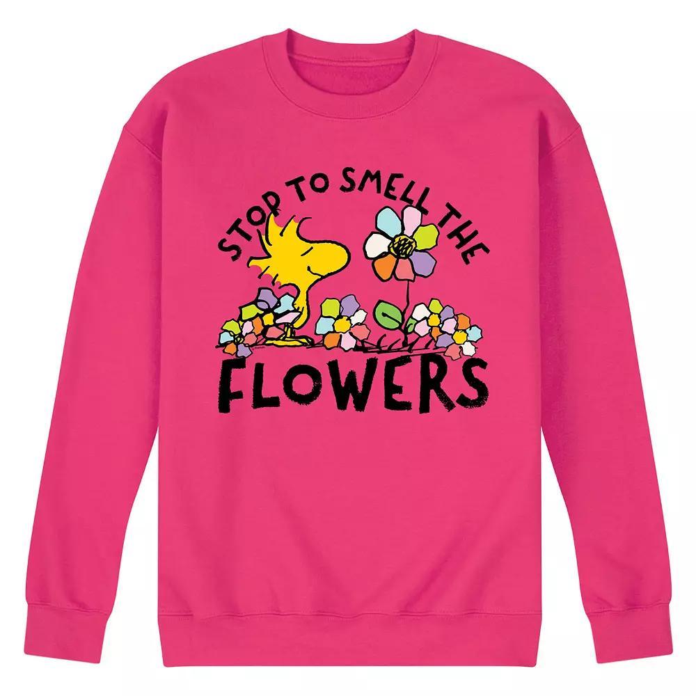 Mens Peanuts Stop & Smell The Flowers Long Sleeve Pink Product Image