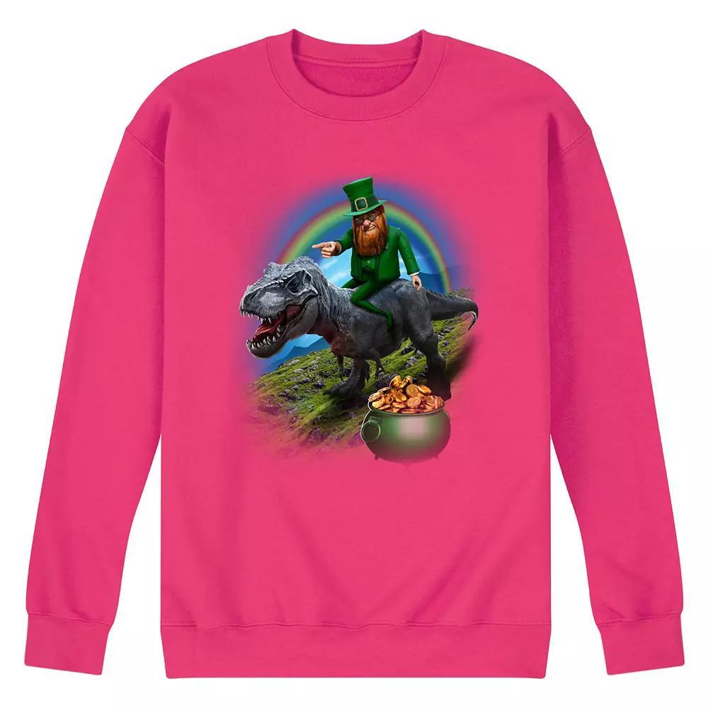 Mens Dino St Patricks Day Fleece Sweatshirt Grey Gray Product Image