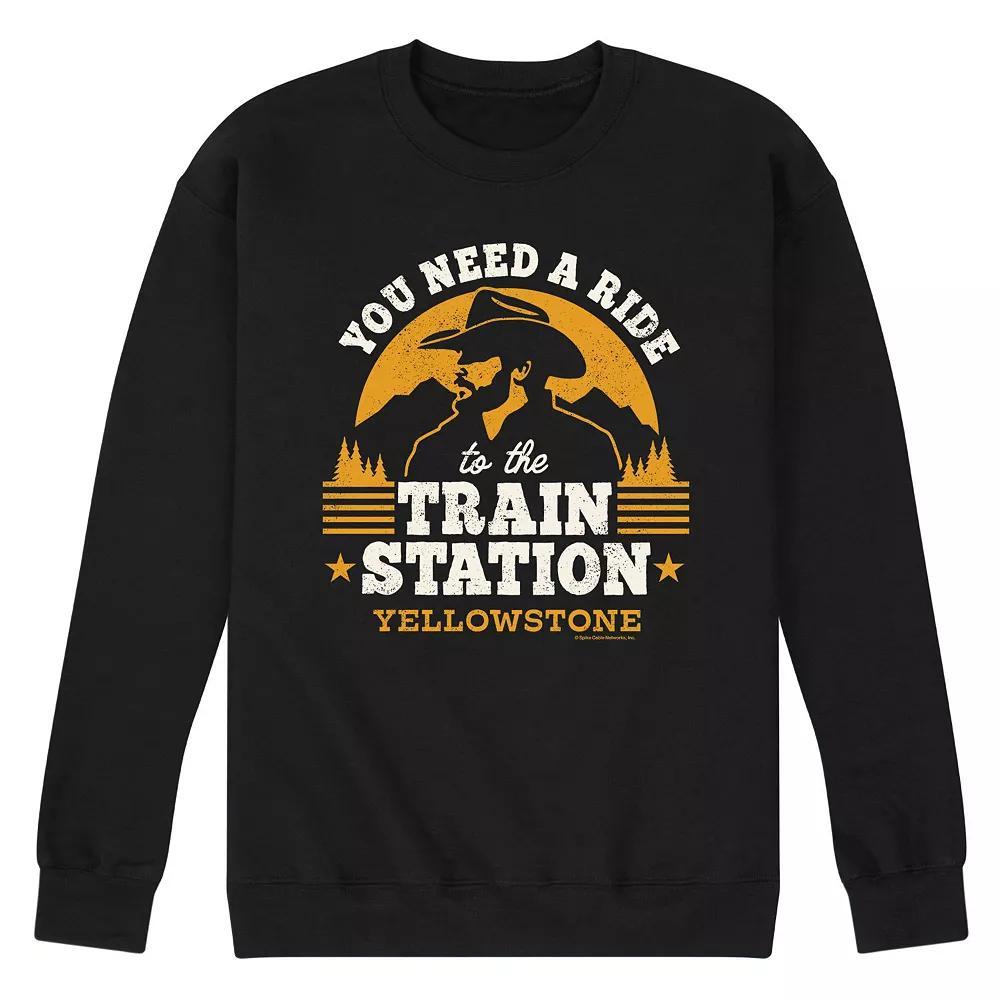 Men's Yellowstone Train Station Sweatshirt, Size: XL, Black Product Image