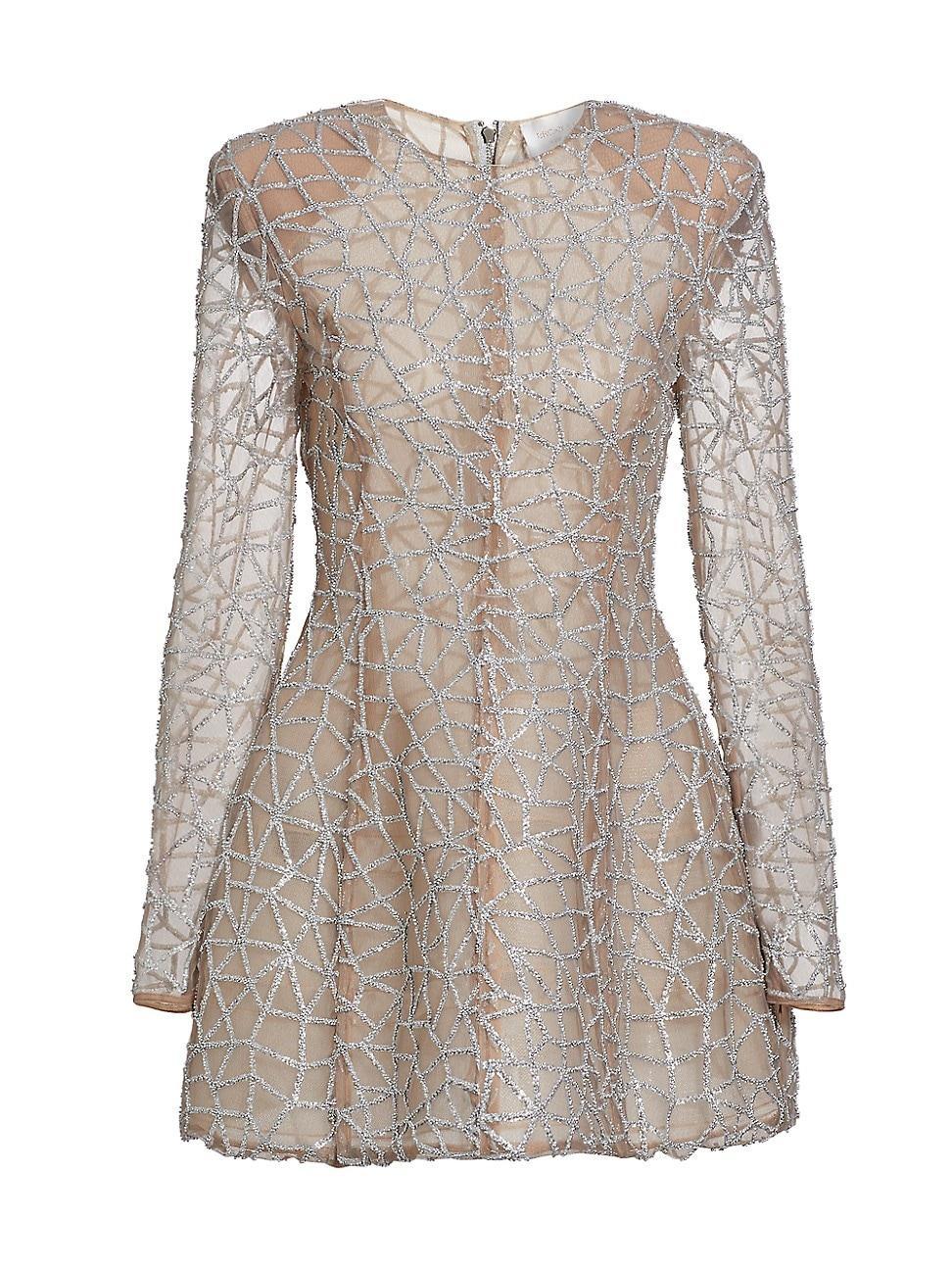 Womens Star Beaded Sheer-Sleeve Minidress Product Image