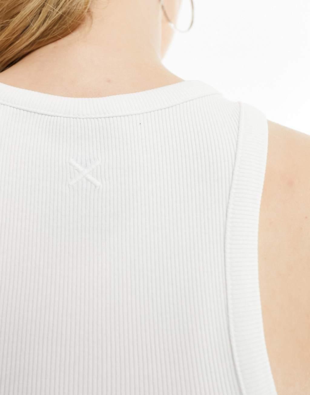 COLLUSION ribbed tank top in white Product Image