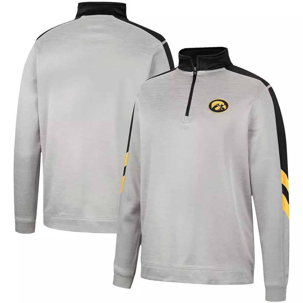 Men's Colosseum Gray/Black Iowa Hawkeyes Bushwood Fleece Quarter-Zip Jacket, Size: 2XL, Grey Product Image