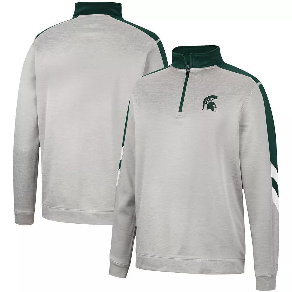 Men's Colosseum Gray/Crimson Oklahoma Sooners Bushwood Fleece Quarter-Zip Jacket, Size: Large, Grey Product Image