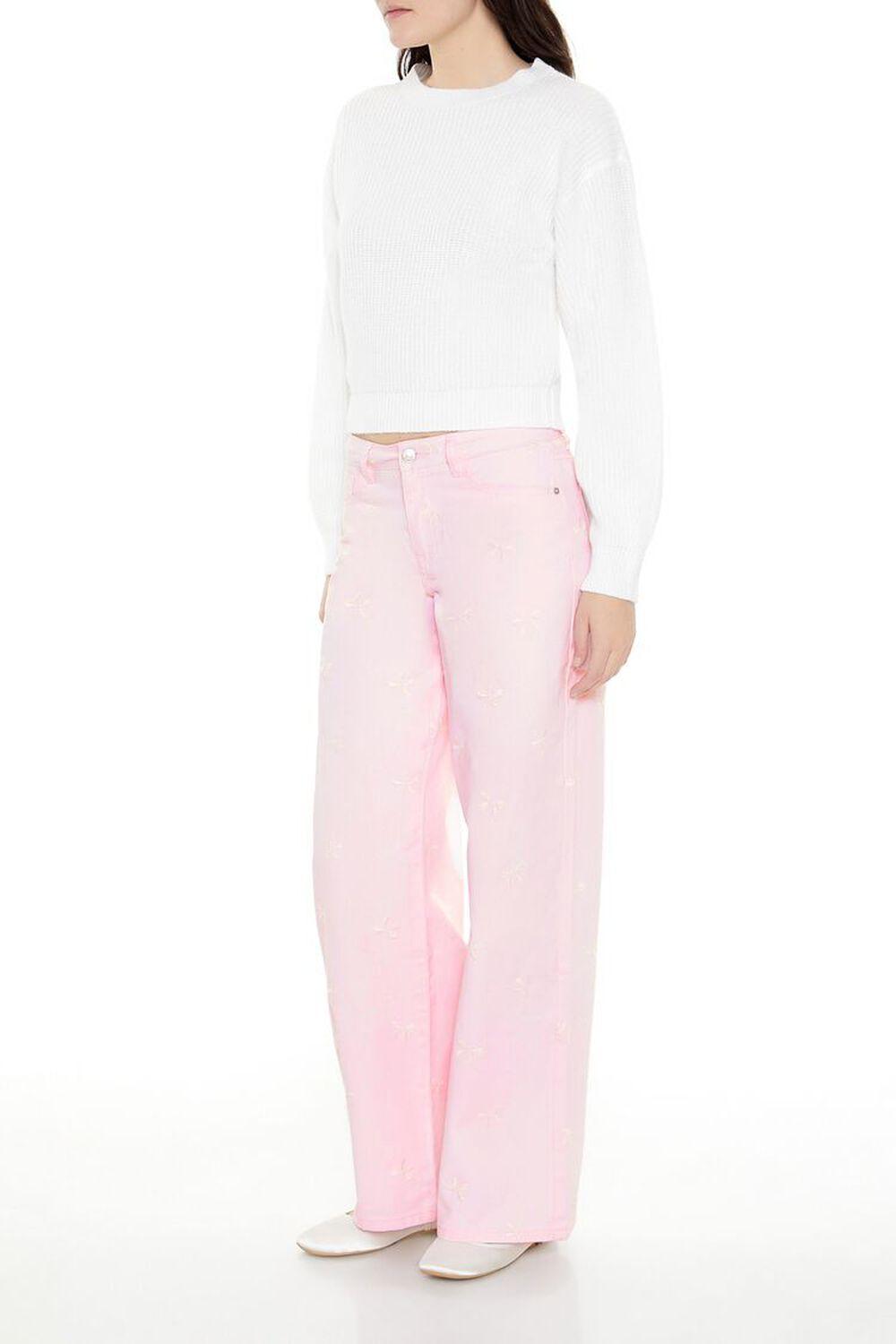 Bow Embroidered Baggy Pants | Forever 21 Product Image