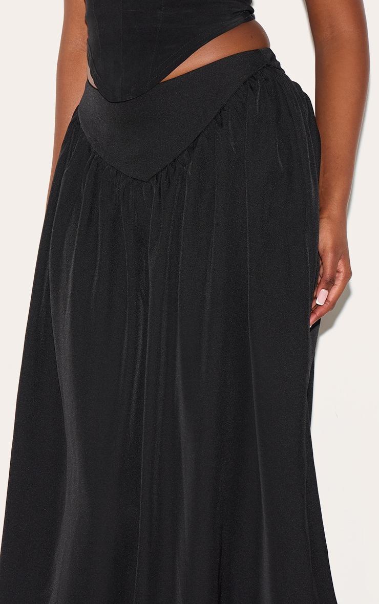 Black Dipped Waist Structured A Line Maxi Skirt Product Image