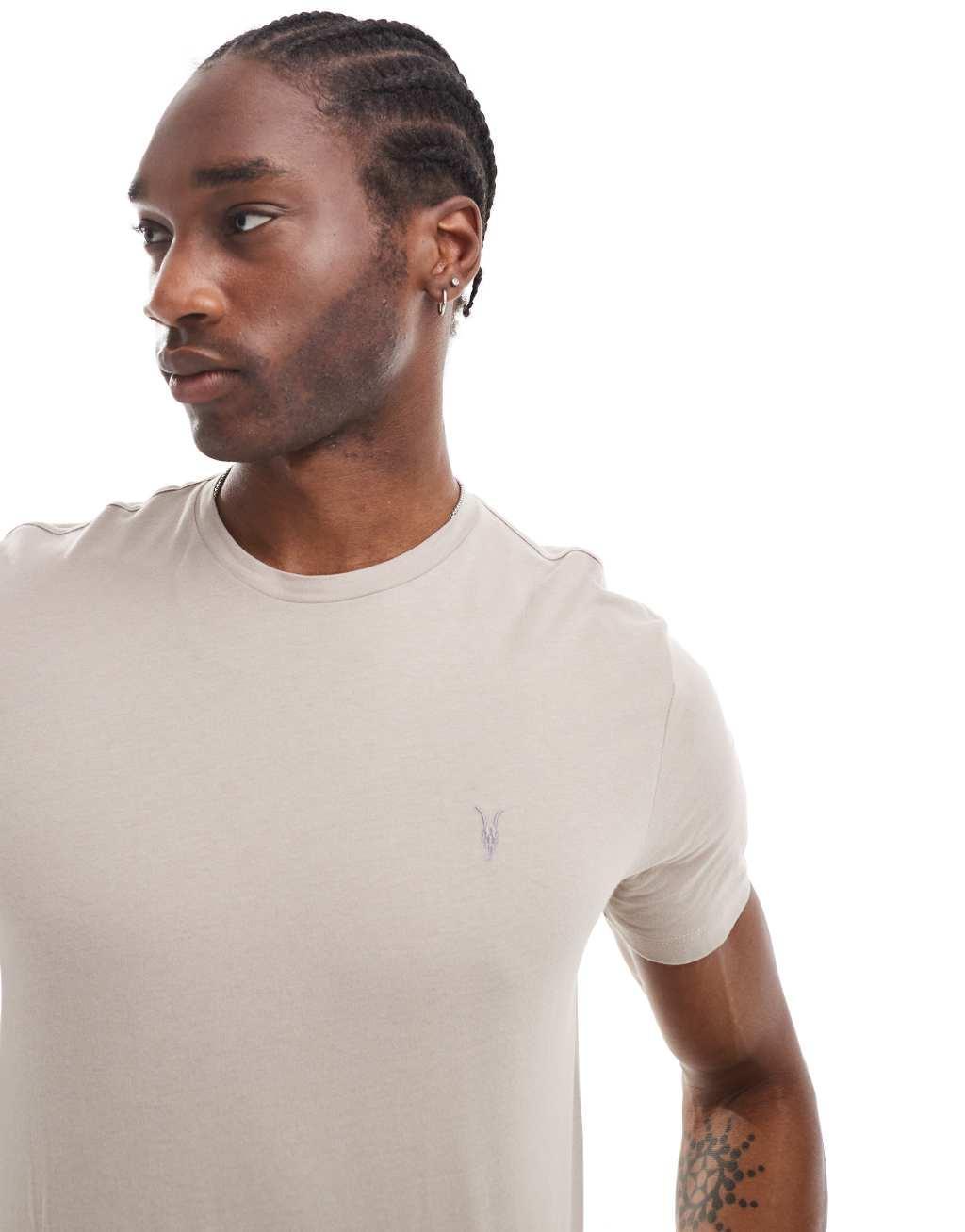 AllSaints Brace brushed cotton T-shirt in beige Product Image