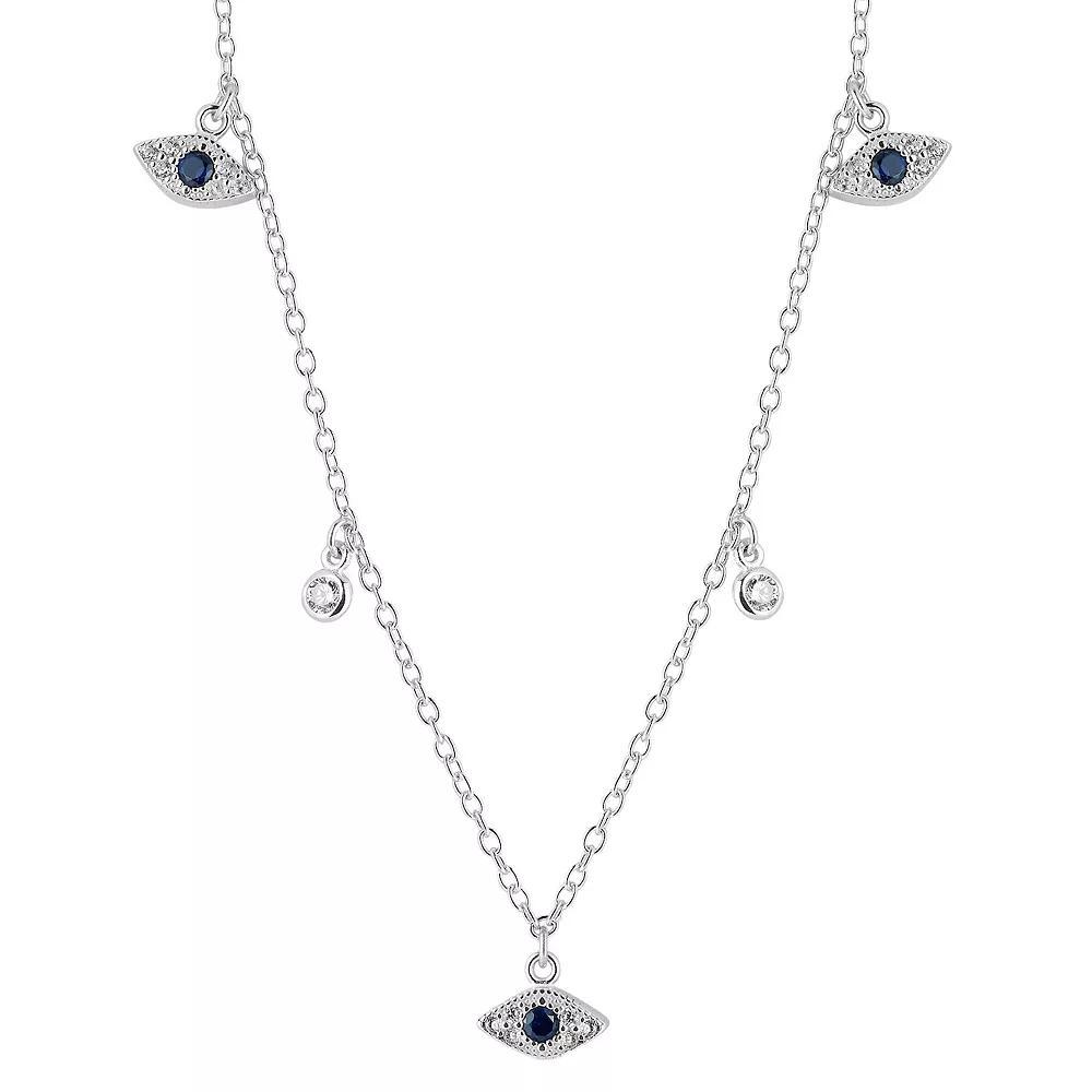 Sunkissed Sterling Sterling Silver Cubic Zirconia Eye Necklace, Women's, Size: 17", Silver Tone Product Image