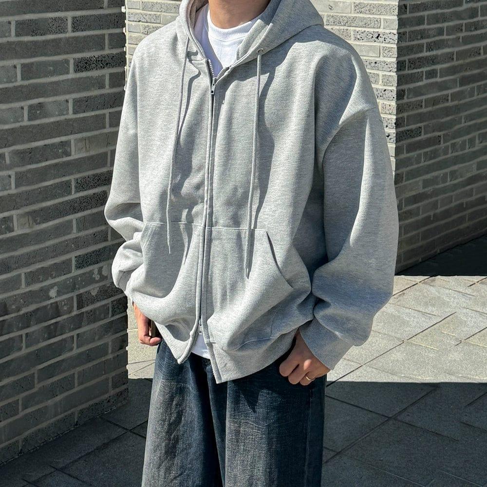 RT No. 12251 LIGHT GRAY ZIP-UP HOODIE Product Image