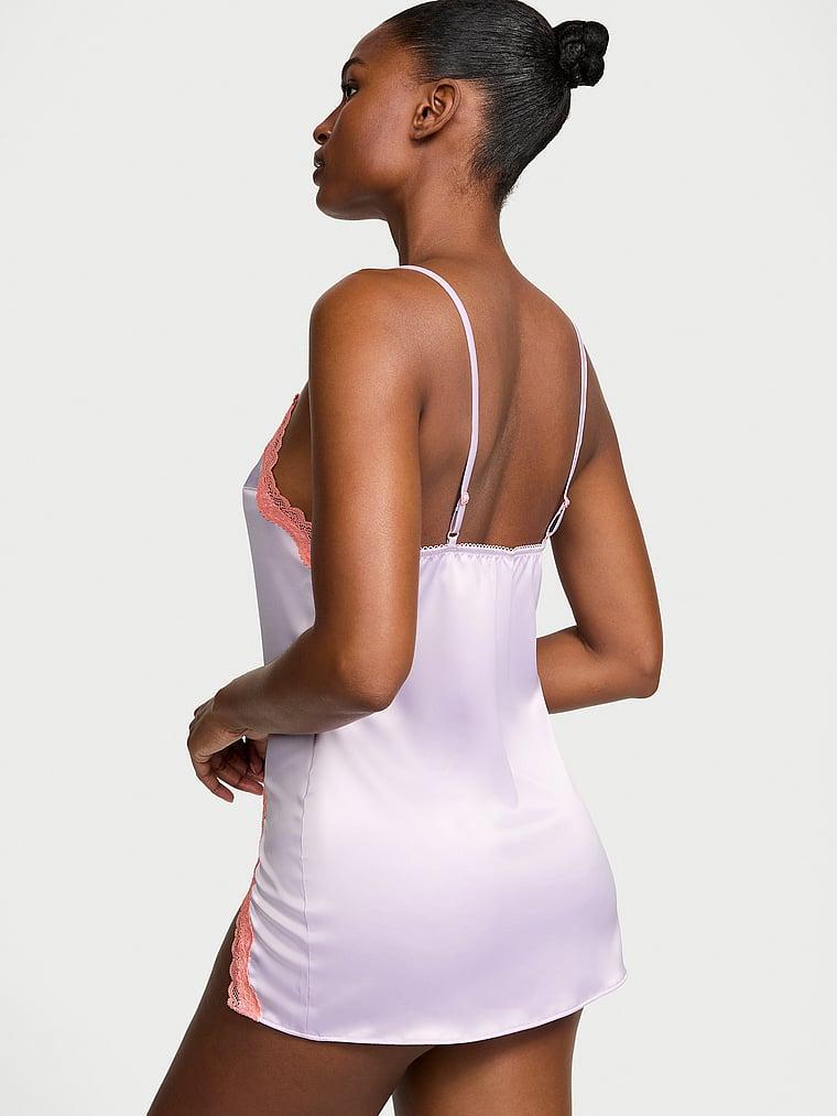 Tease Satin Lace-Trim Mini Slip Dress Product Image