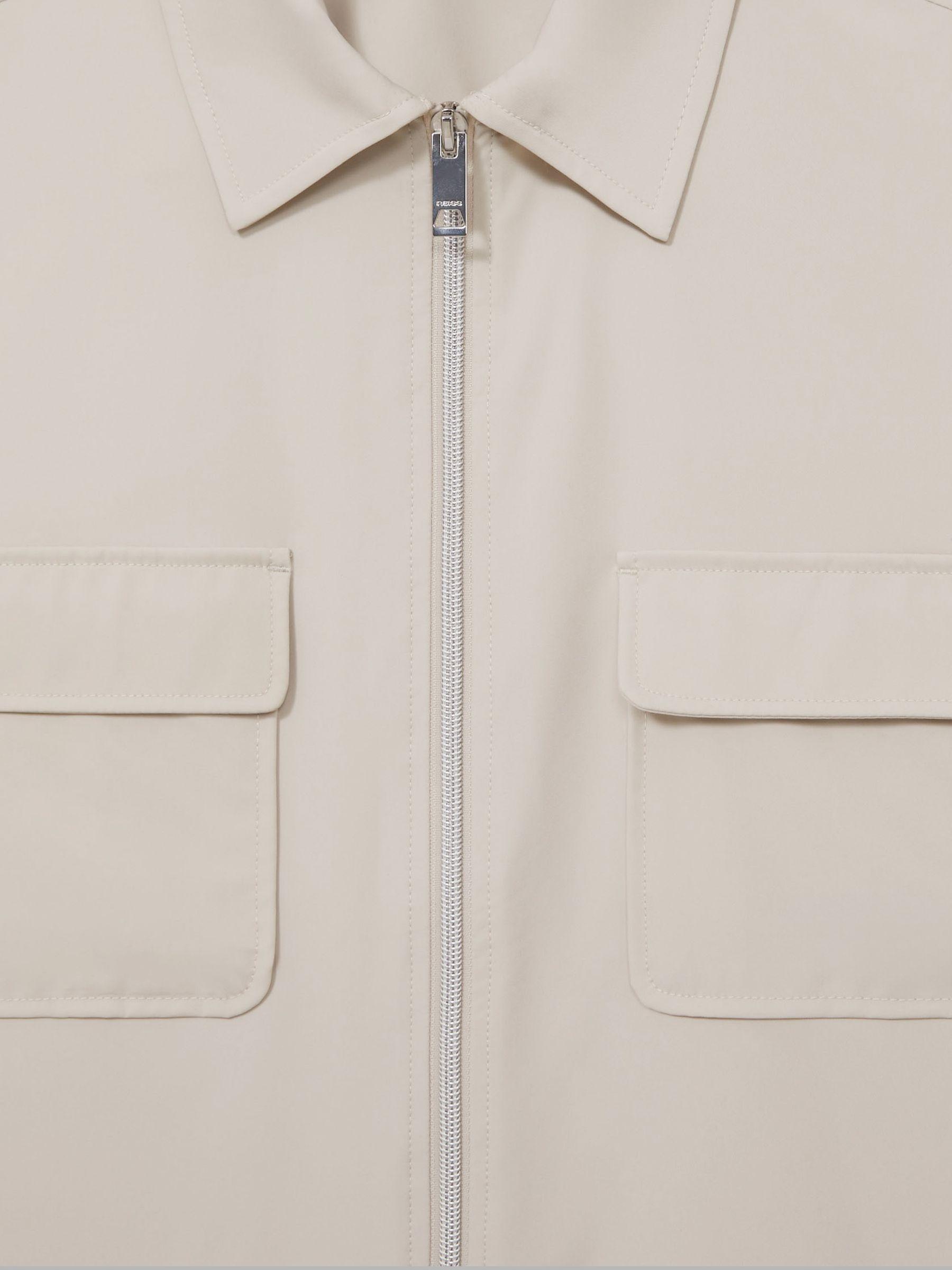 Technical Zip-Through Overshirt in Stone Product Image