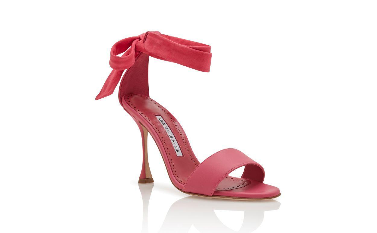 CHASTANA Pink Nappa Leather Bow Detail Sandals Product Image