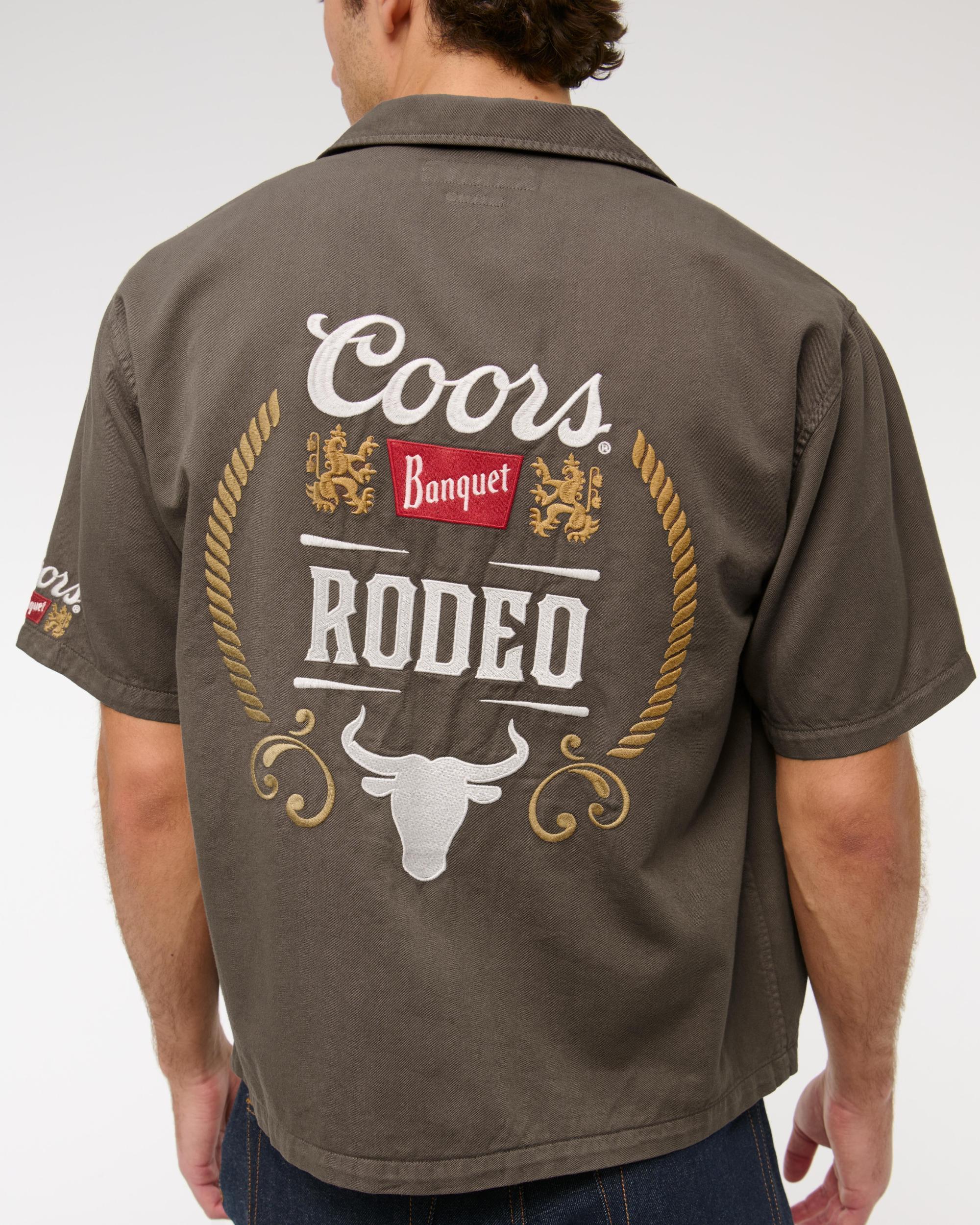 Short-Sleeve Cropped Pabst Workwear Button-Up Shirt Product Image
