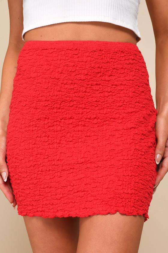 Mesmerizing Babe Red Crinkled Bodycon Mini Skirt Product Image