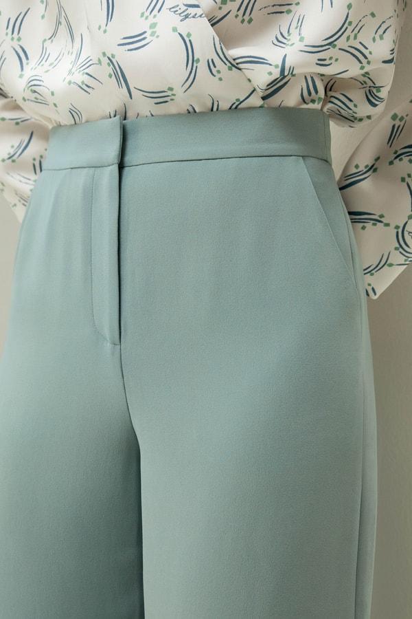 Silk Wide Leg Tailored Pant with Mid Rise Product Image