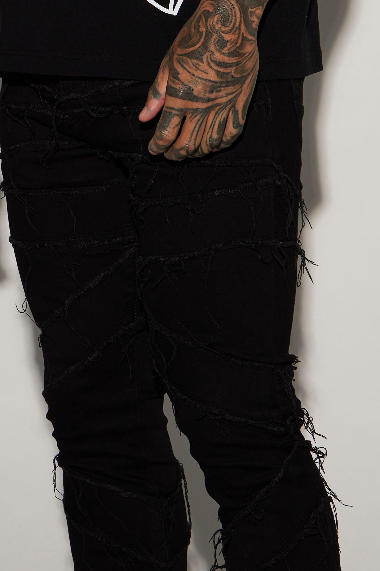 In All Ways Fray Stacked Skinny Flare Jeans - Black Product Image