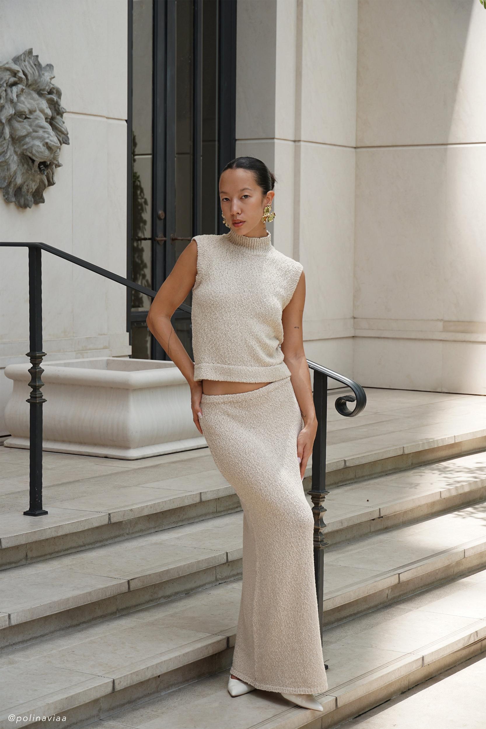 Moira Boucle Maxi Skirt - Wheat Product Image