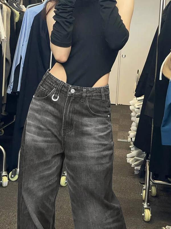 Vintage Black Wash Baggy Boyfriend Jeans Product Image