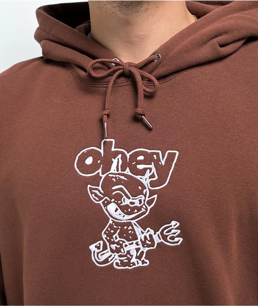 Obey Devil Embroidered Sepia Hoodie  Product Image