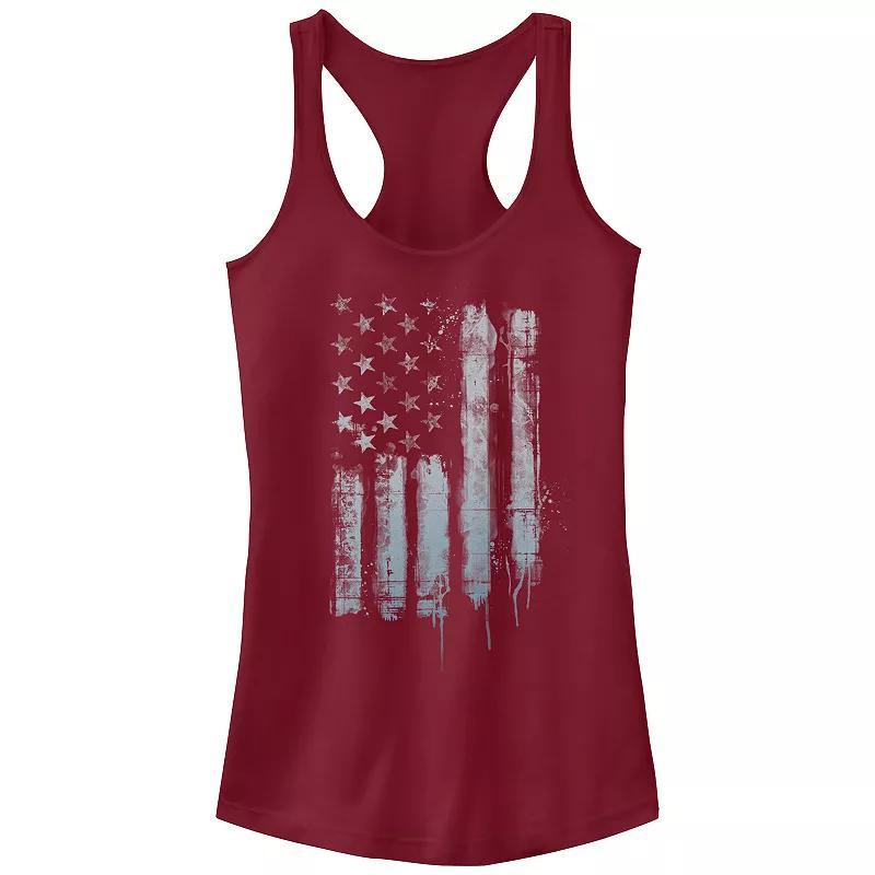 Juniors' Rustic American Flag Paint Drip Tank Top, Girl's, Size: XL, Black Product Image