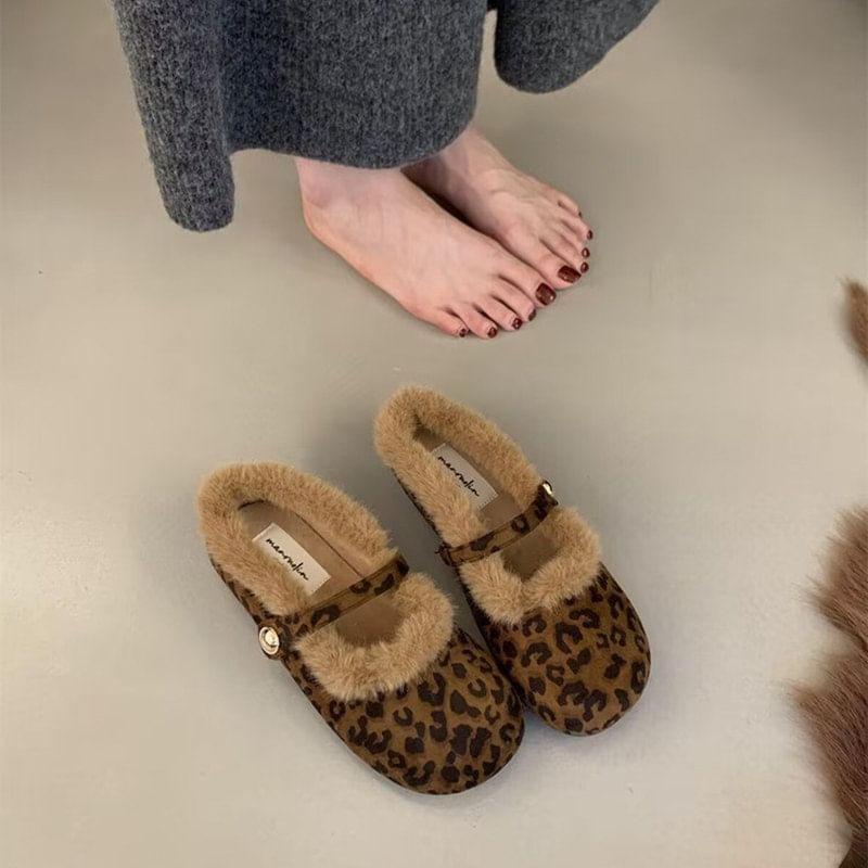 Fleece Trim Mary Jane Flats Product Image