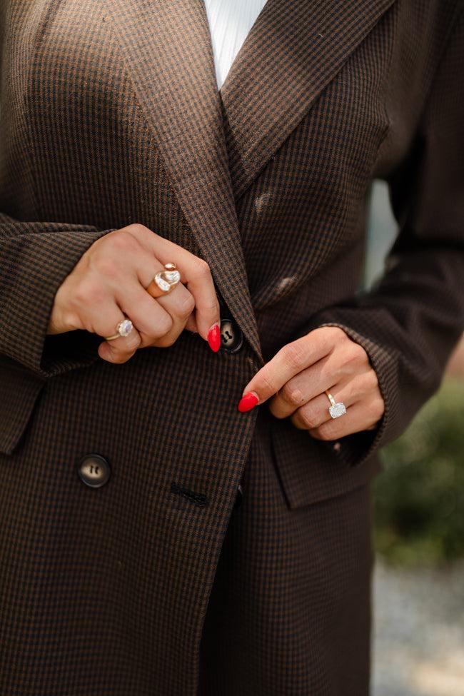 One Track Mind Black And Plaid Blazer FINAL SALE Product Image