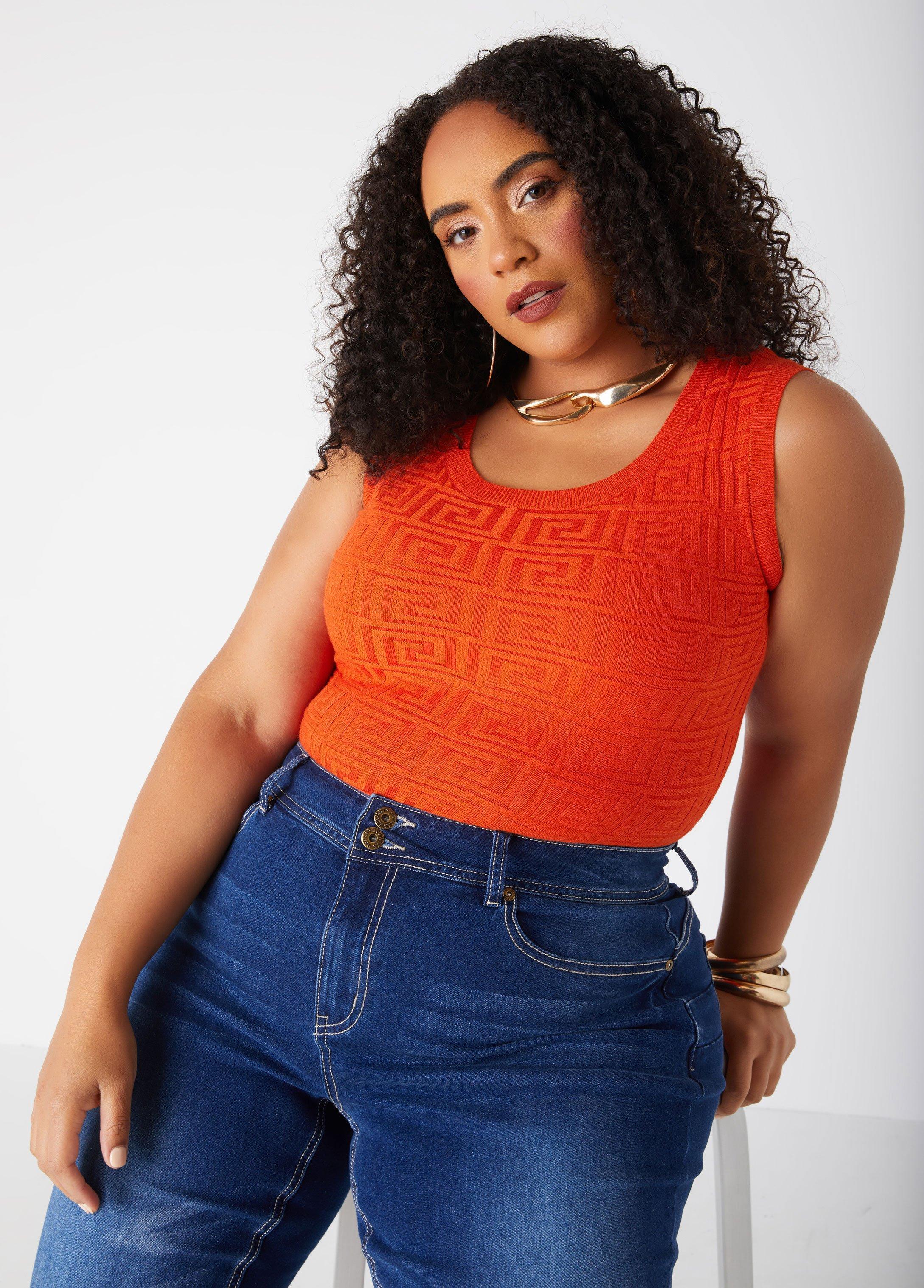Plus Size Geo Jacquard Bodysuit Ashley Stewart Product Image