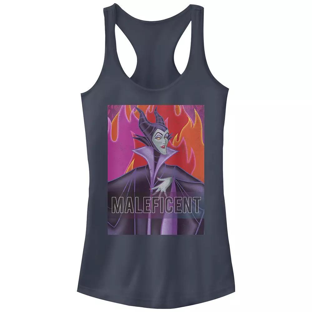Disney Villains Sleeping Beauty Maleficent Flames Background Juniors' Racerback Tank Top, Girl's, Size: Small, Blue Product Image