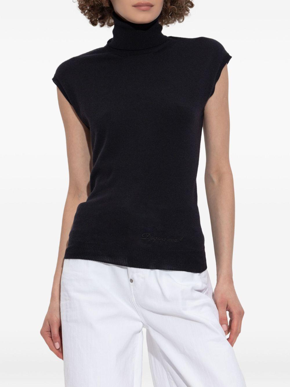 cap-sleeve turtleneck top Product Image