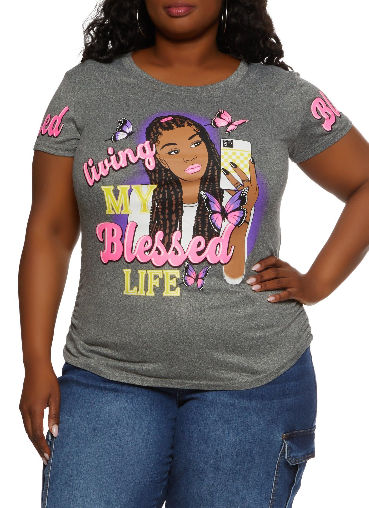 Womens Plus Size Living My Blessed Life Short Sleeve Graphic Tee Product Image
