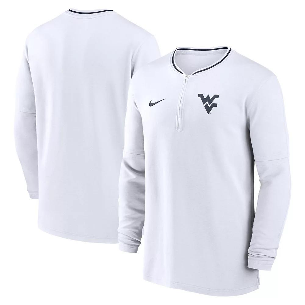 Men's Nike White West Virginia Mountaineers 2024 Sideline Coach Performance Half-Zip Long Sleeve Top, Size: Small Product Image