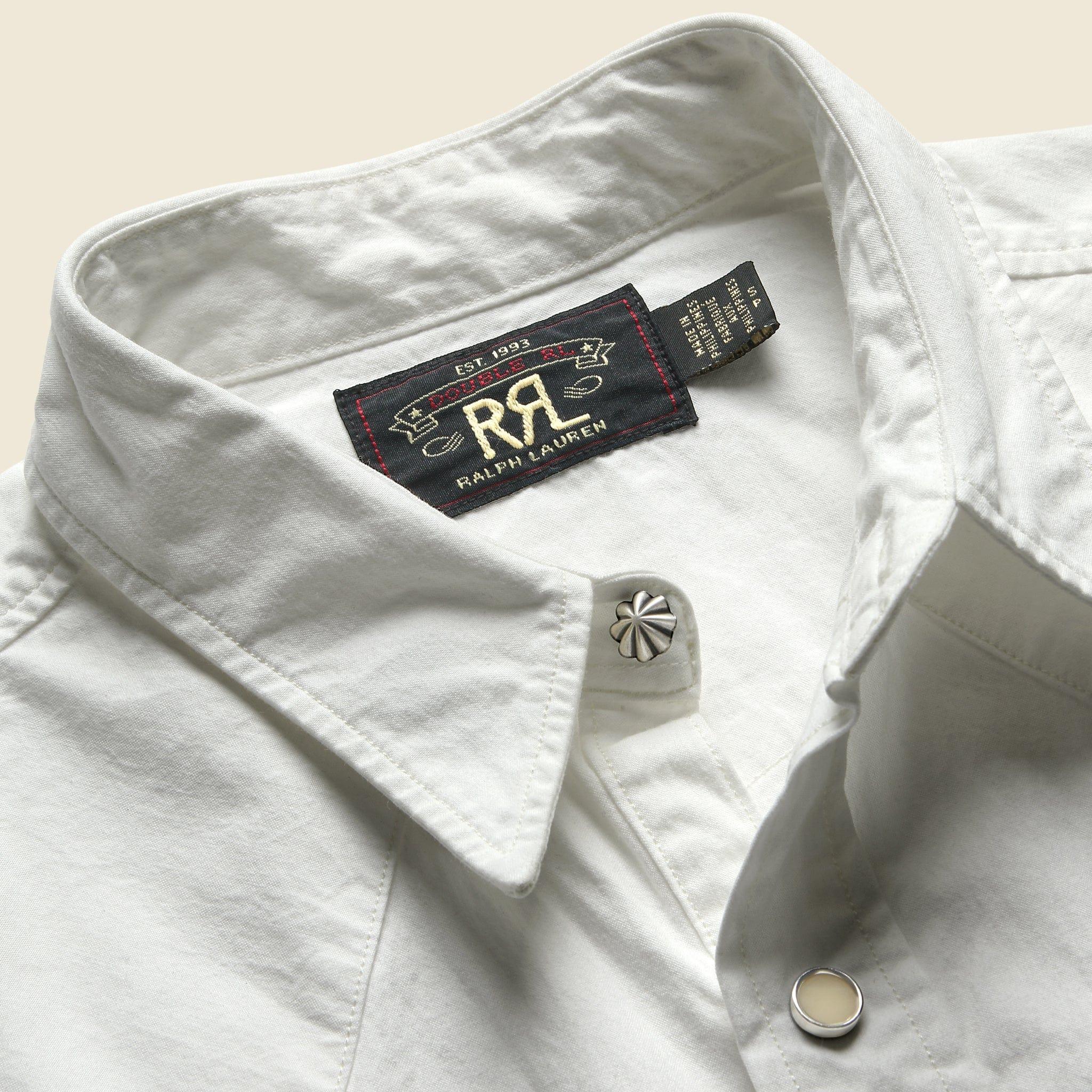 Slim Fit Twill Western Shirt - White Product Image