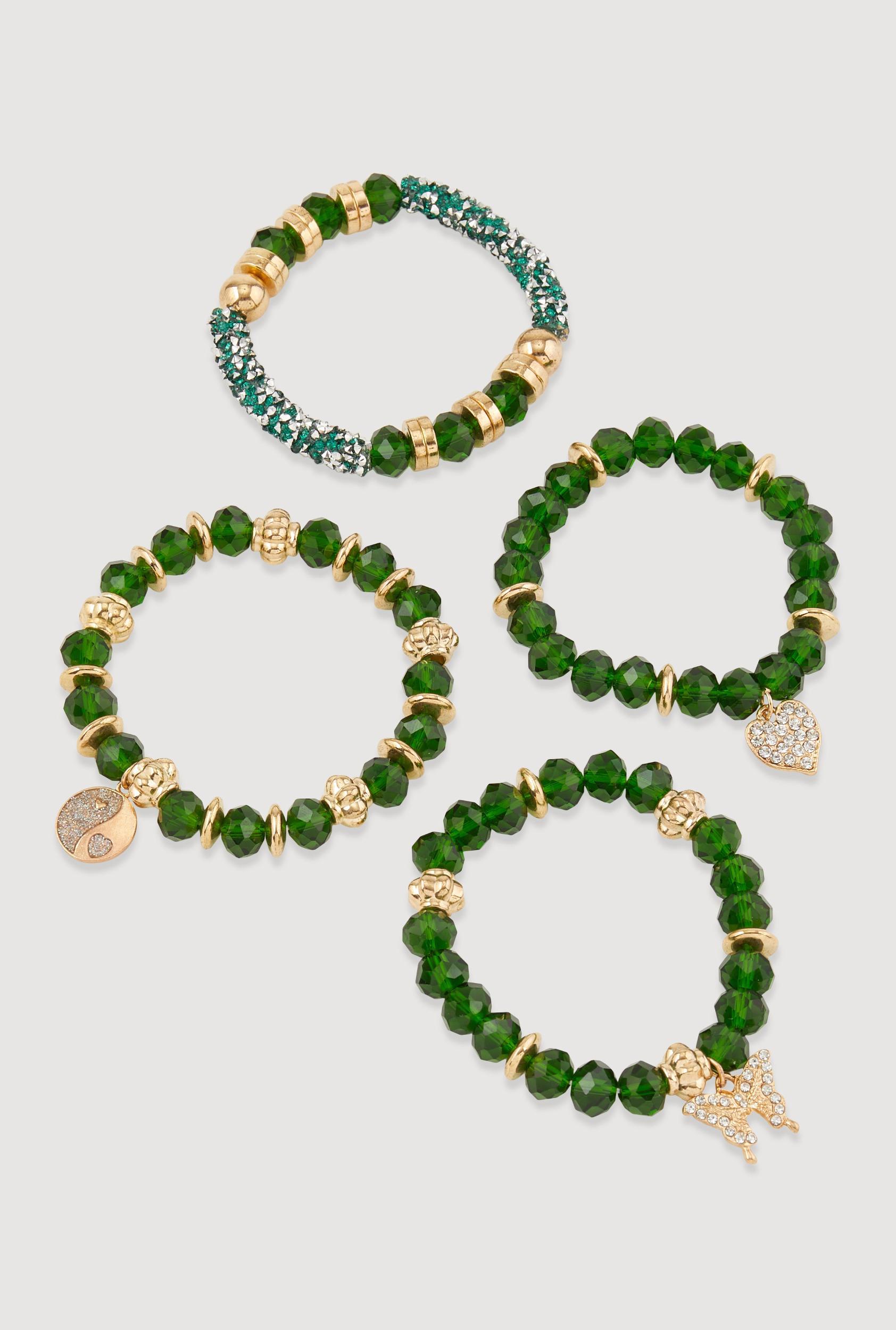 Rhinestone Charm Beaded Stretch Bracelets Set of 4 Female Product Image