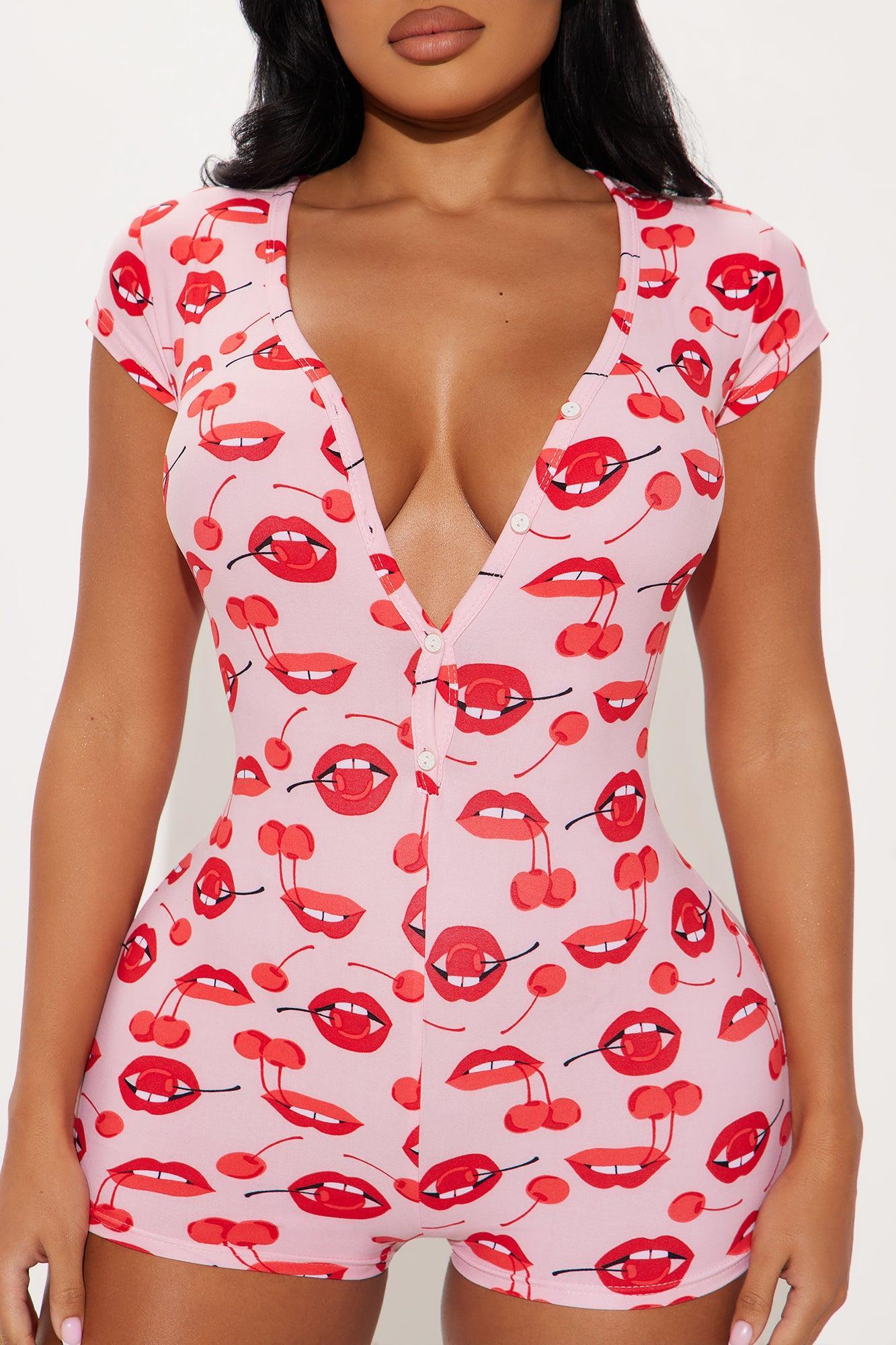 Your Favorite Treat PJ Romper Onesie - Pink/combo Product Image