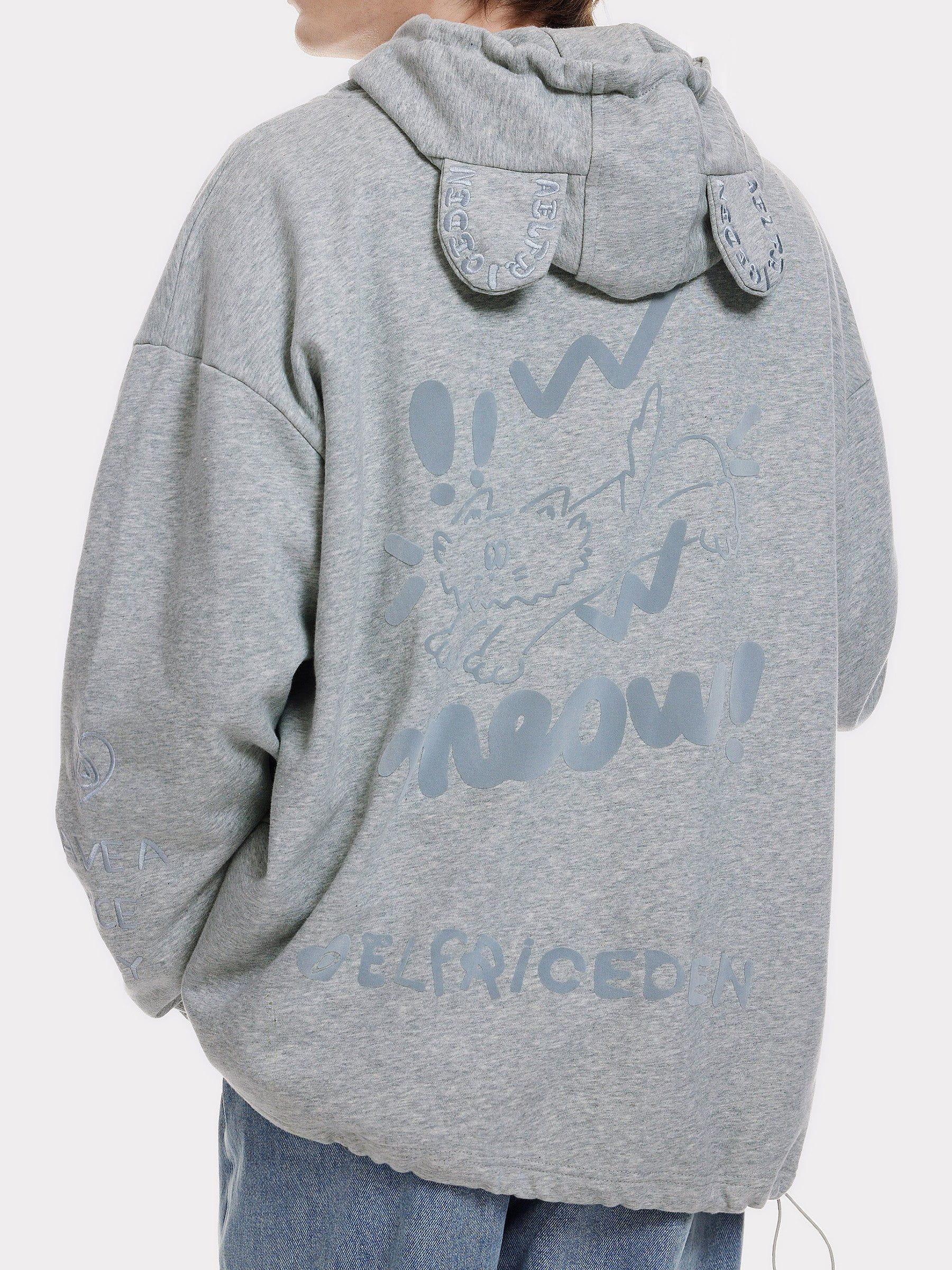 Aelfric Eden Embroidery Rabbit Ears Zip Up Hoodie Product Image