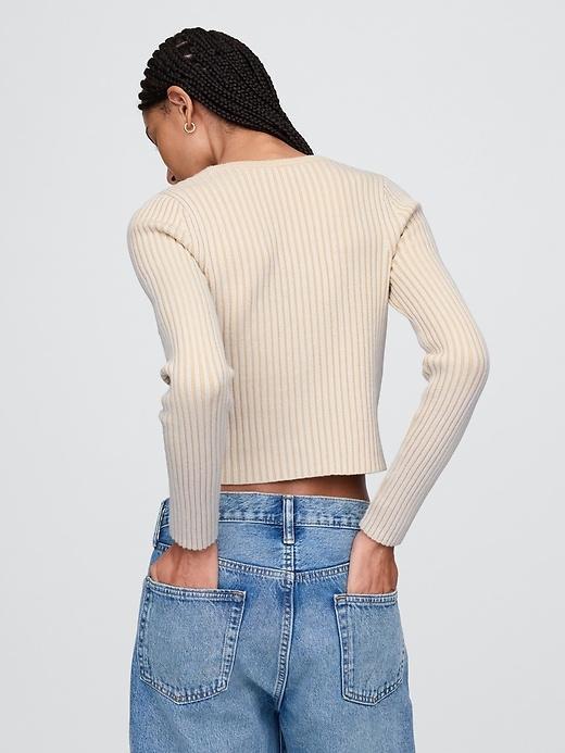 100% Cotton Cropped Plaited Rib Cardigan Product Image