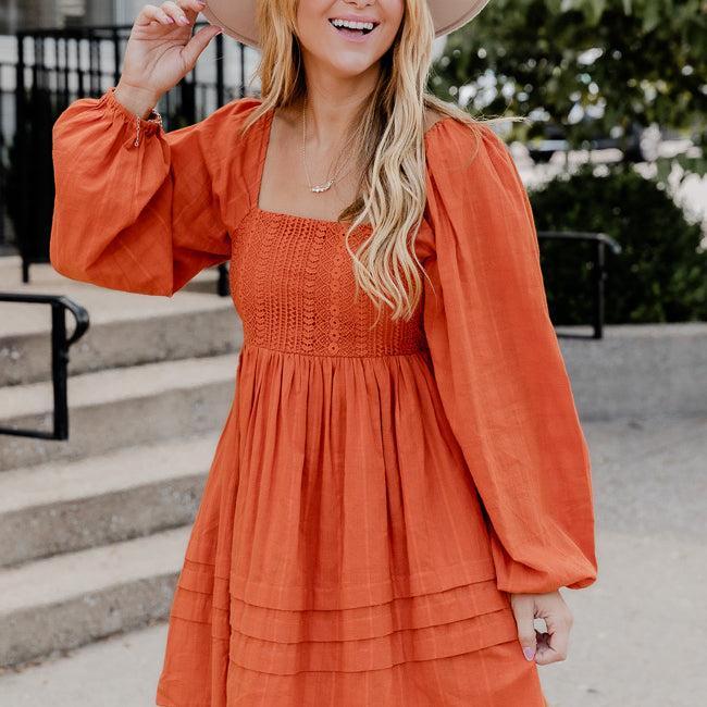 Take Your Time Rust Mini Dress FINAL SALE Product Image