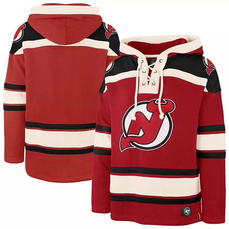 Men's '47 Red New Jersey Devils  Big & Tall Superior Lacer Fleece Pullover Hoodie, Size: 4XB, Nhl Red Product Image